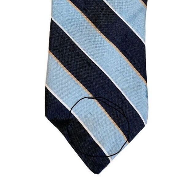 Vintage 80s Hardy Aimes London All Silk Blue Stripe Tie Retro Classic - Picture 2 of 7